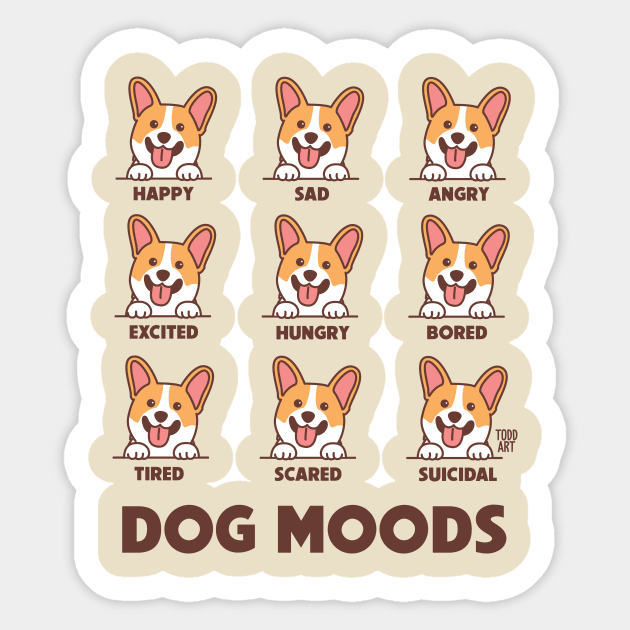 DOG MOODS Sticker by toddgoldmanart